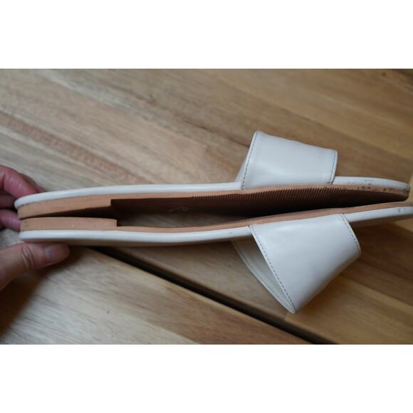 Lanne Classic White Leather Slip Ons Minimalist Simple Brazil Sandals Size 7 - Picture 6 of 9